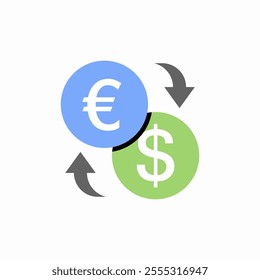 euro to dollar exchange currency icon sign vector