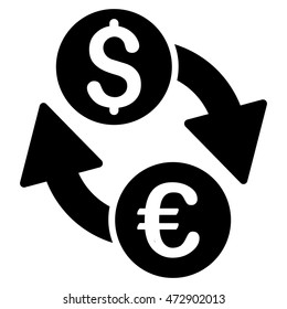 Euro Dollar Exchange icon. Vector style is flat iconic symbol with rounded angles, black color, white background.