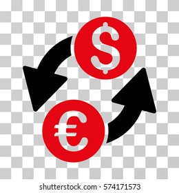 Euro Dollar Exchange icon. Vector illustration style is flat iconic bicolor symbol, intensive red and black colors, transparent background. Designed for web and software interfaces.