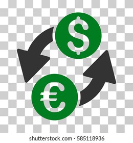Euro Dollar Exchange icon. Vector illustration style is flat iconic bicolor symbol, green and gray colors, transparent background. Designed for web and software interfaces.