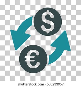 Euro Dollar Exchange icon. Vector illustration style is flat iconic bicolor symbol, soft blue colors, transparent background. Designed for web and software interfaces.