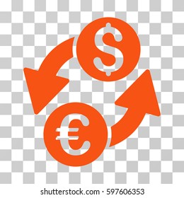 Euro Dollar Exchange icon. Vector illustration style is flat iconic symbol, orange color, transparent background. Designed for web and software interfaces.