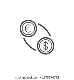 Euro and dollar exchange line icon. linear style sign for mobile concept and web design. US dollar with EU euro currency outline vector icon. Symbol, logo illustration. Vector graphics