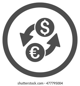 Euro Dollar Exchange rounded icon. Vector illustration style is flat iconic symbol, gray color, white background.