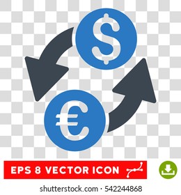 Euro Dollar Exchange vector icon. Image style is a flat smooth blue pictogram symbol.