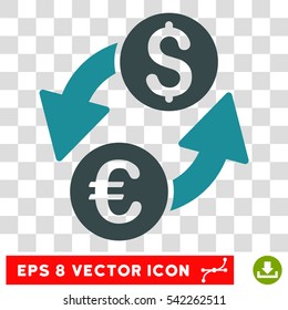 Euro Dollar Exchange vector icon. Image style is a flat soft blue icon symbol.