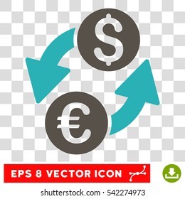 Euro Dollar Exchange vector icon. Image style is a flat grey and cyan icon symbol.