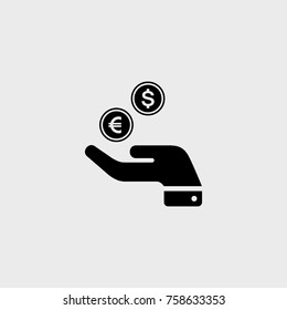 Euro and dollar flat vector icon