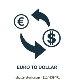 Euro To Dollar icon. Mobile app, printing, web site icon. Simple element sing. Monochrome Euro To Dollar icon illustration.
