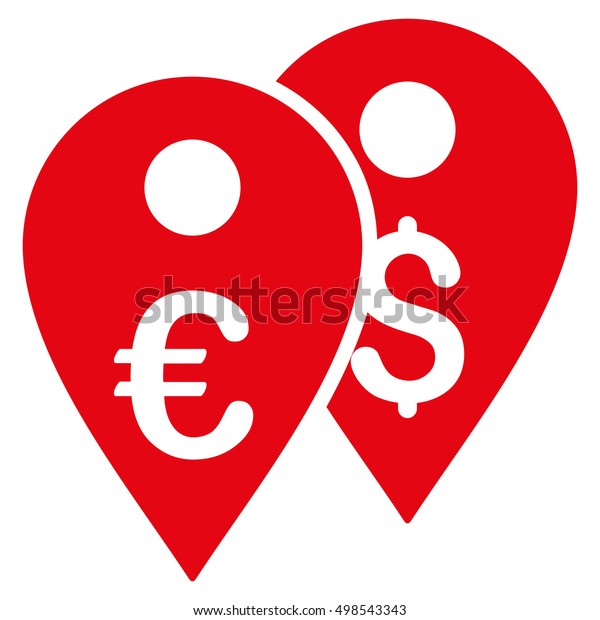 Euro Dollar Map Markers Icon Vector Stock Vector Royalty Free