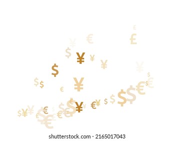 Euro dollar pound yen gold signs flying currency vector design. Business backdrop. Currency icons british, japanese, european, american money exchange elements graphic design.