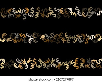 Euro dollar pound yen metallic symbols flying currency vector illustration. Jackpot backdrop. Currency icons british, japanese, european, american money exchange elements wallpaper.