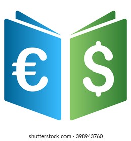 Euro Dollar Record Book vector toolbar icon for software design. Style is a gradient icon symbol on a white background.