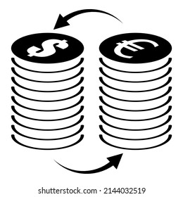Euro Dollar Recycling Exchange Flat Icon Isolated On White Background