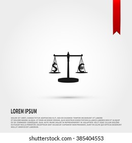 Euro and Dollar scales icon vector.