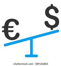 Euro Dollar Swing vector icon. Style is bicolor flat symbol, blue and gray colors, white background.