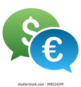 Euro Dollar Transaction Chat vector toolbar icon for software design. Style is a gradient icon symbol on a white background.