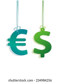 Euro and dollar. Vector illustration.