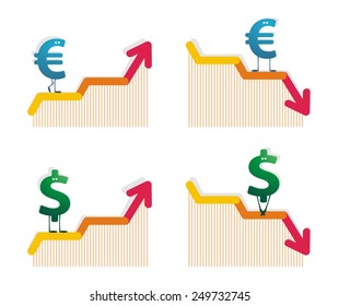 Euro and dollar. Vector illustration.