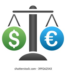 Euro Dollar Weight vector toolbar icon for software design. Style is a gradient icon symbol on a white background.