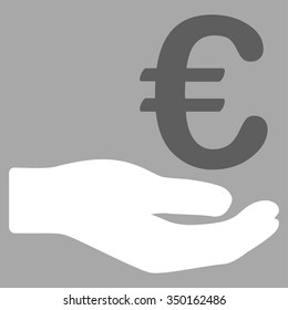 Euro Donation vector icon. Style is bicolor flat symbol, dark gray and white colors, rounded angles, silver background.