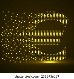 Euro of dots with an explosion, halftone style. Vector illustration