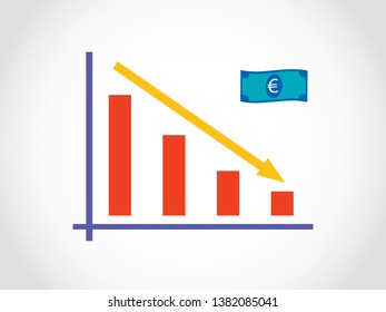 Euro Economy Currency Finance Market Trade Decrease Graph Bar Arrow