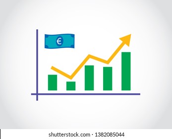 Euro Economy Currency Finance Market Trade Fluctuate Graph Bar Arrow