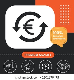Euro, economy, money, exchange  icon. With orange and black background