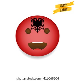 Euro emoji. Albania Flag Emoticon. Emoticon sport fan. Emoji isolated.