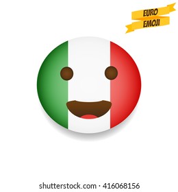 Euro emoji. Italy Flag Emoticon. Emoticon sport fan. Emoji isolated.