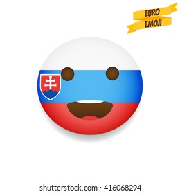 Euro emoji. Slovakia Flag Emoticon. Emoticon sport fan. Emoji isolated.