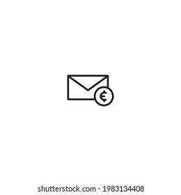 euro and envelope icon isolated on white background