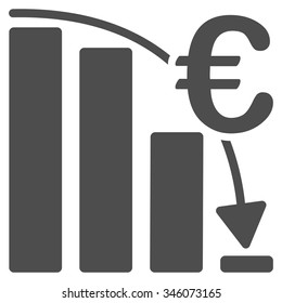 Euro Epic Fail Crisis vector icon. Style is flat symbol, gray color, rounded angles, white background.