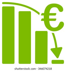 Euro Epic Fail Crisis vector icon. Style is flat symbol, eco green color, rounded angles, white background.