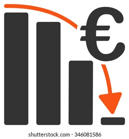 Euro Epic Fail Crisis vector icon. Style is bicolor flat symbol, orange and gray colors, rounded angles, white background.