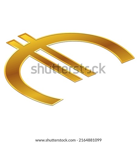 Euro EUR currency golden sign of European Union in isometric top view isolated on white background. Currency by the European Central Bank. Vector illustration.