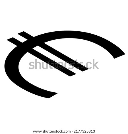 Euro EUR currency sign silhouette of European Union in isometric top view isolated on white background. Currency by the European Central Bank. Vector illustration.