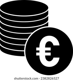 Euro European Currency Coin Money Round Circle Symbol Icon. Vector Image.