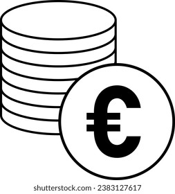 Euro European Currency Coin Money Round Circle Symbol Icon. Vector Image.