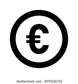 Euro European Currency Money Sign in a Circle Icon. Vector Image.