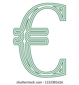 Euro European currency symbol  icon striped vector illustration on a white background
