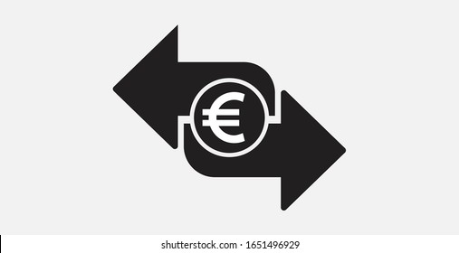 Euro Exchange Icon, Euro Currency Symbol. Money Symbol, Vector Cash Illustration. Exchange Arrows With Euro Icon