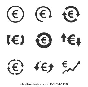euro exchange icon set, currency convert, finance signs