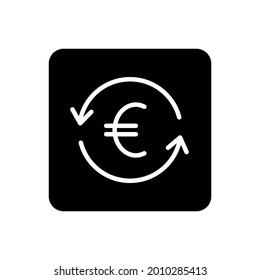 Euro exchange icon vector filled square style