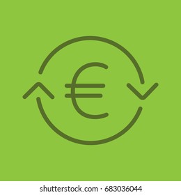 Euro exchange linear icon. Refund. Thin line outline symbols on color background. Vector illustration