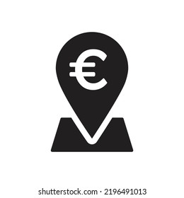 Euro exchange map marker icon. Euro Pointer icon. Euro with location icon. vector illustration