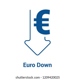 Euro exchange rate down. Vector