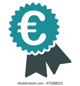 Euro Featured Price Tag icon. Vector style is bicolor flat iconic symbol, soft blue colors, white background.