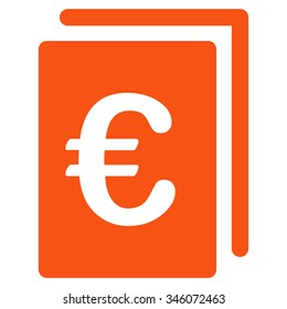 Euro File vector icon. Style is flat symbol, orange color, rounded angles, white background.